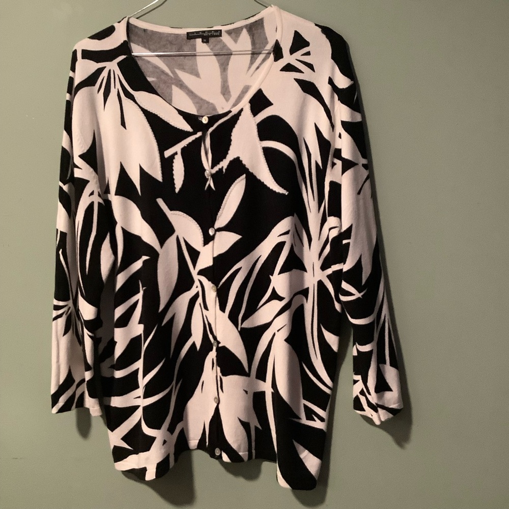 Pierri New York Sequin/Floral Button Down Cardigan Sweater Size XL Preowned